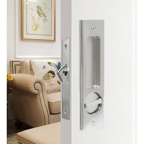 Serrure de Porte Coulissante Invisible Pas de clé Coulissante à Mortaise Poignée Mortaise Serrure Mortaiser Poignée de Serrure de Porte 160mm (Argent) (1/5)