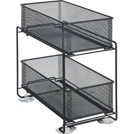 WENKO Scaffale per cassetti Gioma Nero, 2 piani, Nero, metallo rivestito in polvere nero (1/5)