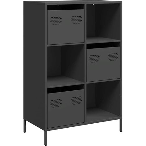 Buffet,Bahut,Meuble de Rangement haut noir 68x39x103,5 cm acier CFW54509 (1/5)