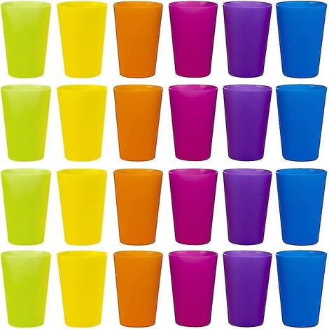 24 gobelets en plastique réutilisables, 6 gobelets en plastique de couleurs vives pour enfants, camping (1/5)