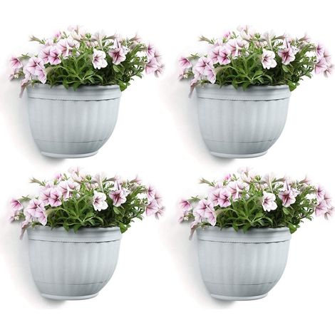 4Pcs 10.5" Hanging Plant Pots Wall Mount Flower Baskets White Plastic Aloe Pot Resin Wedding Decoration (1/5)