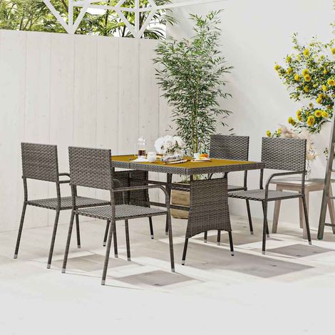 vidaXL Juego de comedor de jardín 5 piezas ratán sintético gris (1/5)