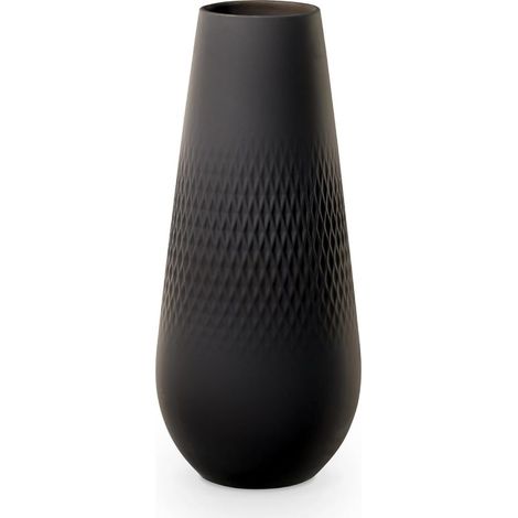 Collier Noir Vase Carré n°3, 11,5x11,5x26 cm, Porcelaine Premium, Noir (1/4)