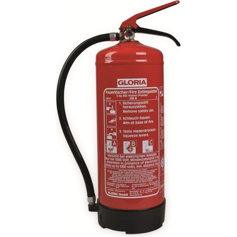 GLORIA Feuerlöscher PD6GA, Pulver, 6 kg, Brandklasse 34A, 233B, mit Wandhalter