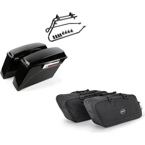 Set: Seitenkoffer + Innentaschen für starre Koffer kompatibel mit Harley Heritage Softail Classic / 114 BG1 Craftride