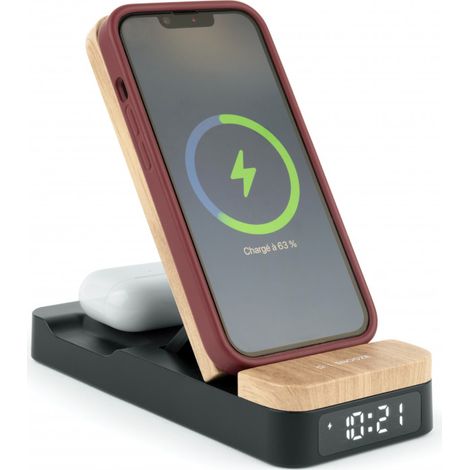 Réveil & Chargeur Smartphone 3 en 1 compatible Android et Apple – C850I