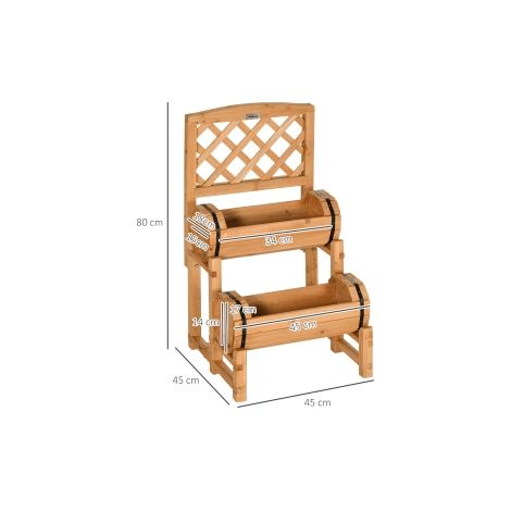 Bac potager surélevé jaune en bois 45 x 45 x 80 cm avec treillis et design rustique pour jardin, terrasse et balcon (1/5)