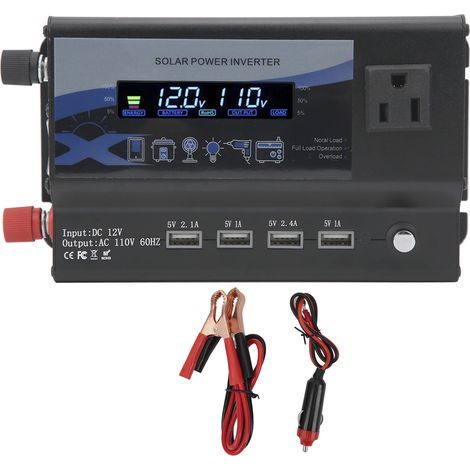 3000W Car Power Inverter with LED Ambient Color Light, 4 USB Charger, Vehicle Power Converter, 12-110V US Plug (1/5)