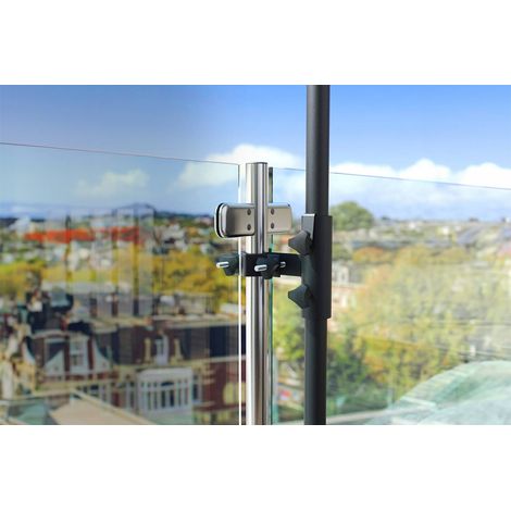 Support de parasol de jardin à fixation verticale pour balustrades rondes - noir platine Homms (1/3)