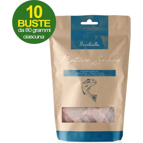 Nature Snack pesciolini al salmone per cani 10 buste da 80 g cad