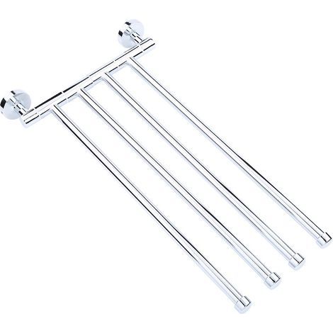 Port Serviettes Pivotant, Acier Inoxydable 4-Bras Salle De Bains Balanoire Rail Cintre Porte-Serviettes Rack Titulaire Organisateur de Stockage. (1/5)