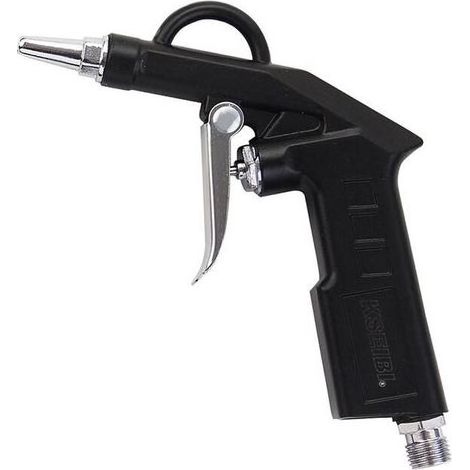 Pistolet soufflette 1/4 pour compresseur d'air comprimé max 6 bar - Ø de buse 4 mm - buse courte 25 mm - outil pneumatique nettoyage - couleur noir-LIAIKI (1/5)