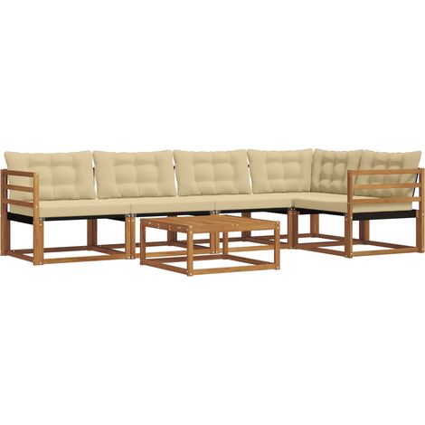 Ensemble de canapés d'extérieur 6 pcs Salon de jardin Naturel et Beige (1/5)