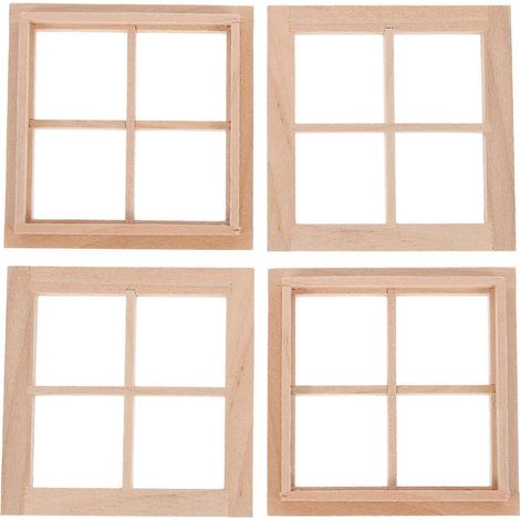 4 mini cadres de fenêtre décoratifs pour maison de poupée-7X1CM (1/4)