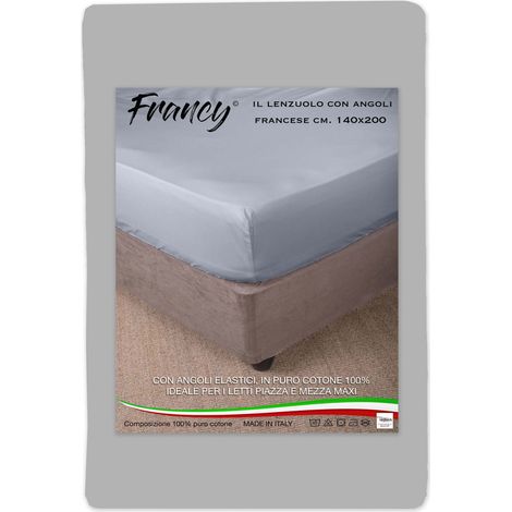 LENZUOLO FRANCY CON ANGOLI GRIGIO FRANCESE 1 PIAZZA E MEZZA GRANDE MAXI (1/3)
