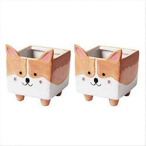Animal Corgi céramique jardinière Cactus Potted pot de fleurs (1/5)