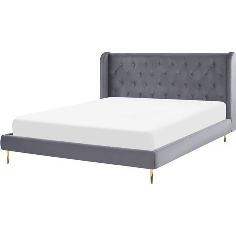 Bed Velvet FORBACH 180 x 200 cm (EU Super King) Grey (1/5)