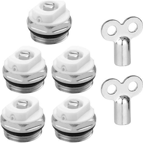 Lot de 5 Vannes de Purge pour Clé Purge Radiateur, 1/2 clé purge radiateur, chauffage purgeur,Compatible Chauffage Central (1/5)