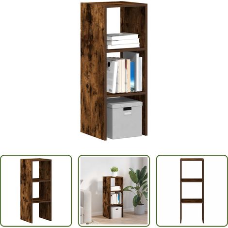 Rangement vertical - Bibliothèque empilable chêne fumé 30x30x80 cm bois d'ingénierie (1/5)