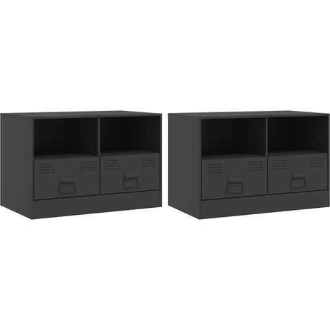 Mobile TV multimediale scaffale per televisione televisione buffet sala da pranzo soggiorno camera da letto 2 pezzi 67 x 39 x 44 cm acciaio nero 020028542