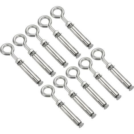 Crochet d'Expansion M6 Lot de 10 en Acier Inoxydable 340 Vis pour Fixation au Mur en Béton, Brique Ou Pierre suspendre au Plafond Couleur Argentée (1/5)