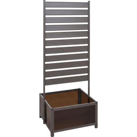 [NON UTILIZZATO] Aiuola rialzata HHG-571, fioriera/vaso da fiori, graticcio, per rampicanti, alluminio 110x60x75 cm, grigio
