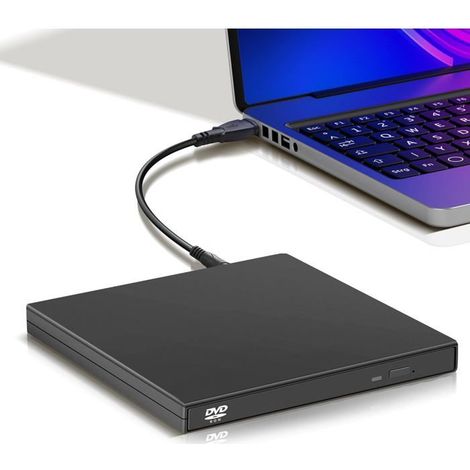 Lecteur CD DVD externe,lecteur de disque optique portable USB 2.0,lecteur CD RW,lecteur DVD pour ordinateur portable,ordinateur (1/5)