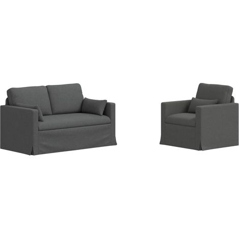 Ensemble de Canapés 2 pcs  Salon de jardin Gris foncé 139 x 78 x 80 cm tissu