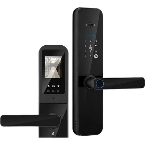 Serrure de Porte Intelligente électronique numérique, avec caméra biométrique, Carte Intelligente à Empreintes digitales, Mot de Passe, déverrouillage par clé(240x22(7085)) (1/5)