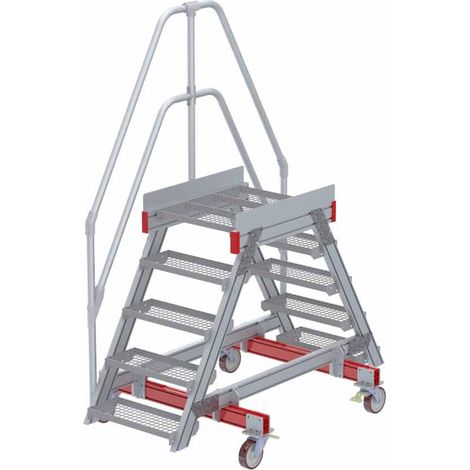 Euroline 512 mobiler Überstieg 60° Stufenausführung Stahl Gitterrost Stufenbreite 600mm 5 Stufen