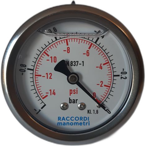 Manómetro de vacío trasero (-1 a 0 BAR) Rosca de 1/4" (1/5)