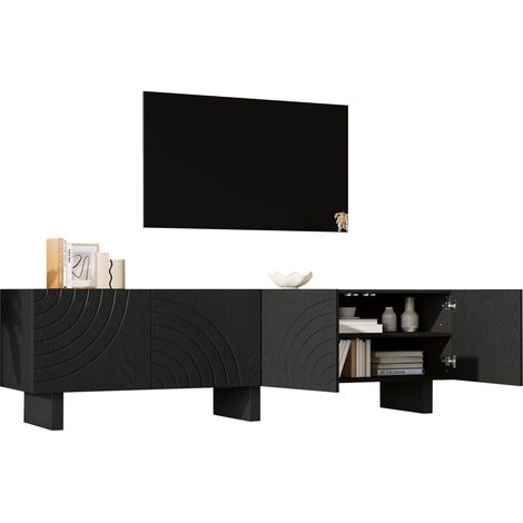 CHICFURN Mueble TV 180 x 40 x 55 cm de aglomerado negro para salón, hasta 75 pulgadas (1/5)