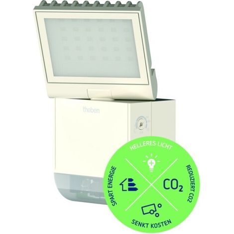 Theben 1020800 theLeda S8-100 WH LED-Strahler I integrierter Bewegungsmelder I weiß I 8,5 W I Wandmontage I Lichtfarbe 4000 K I Erfassungswinkel 180° I 10 m Reichweite I schwenkbar (1/2)
