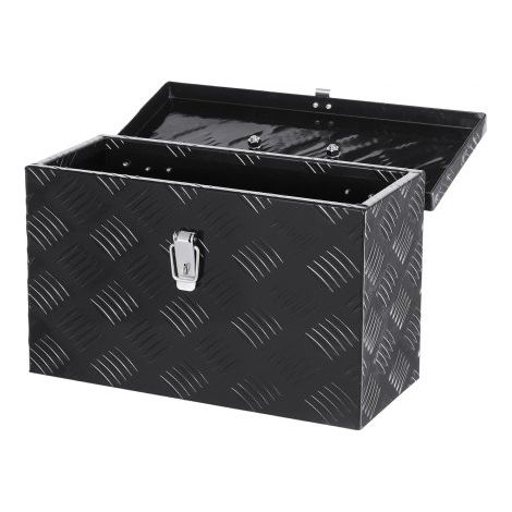 Caja de Herramientas de Aluminio Resistente a Caja de Camioneta, con Diseño a Rayas, Asa Lateral y Superior, para Remolque, Camioneta, Autocaravana, 406 x 190 x 254 mm, Negro, Carga 20 kg (1/5)