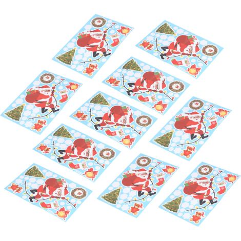 10 Stück selbstklebende Wandaufkleber mit Weihnachtsmann-Motiv für Zuhause und Festtagsdekoration (1/5)