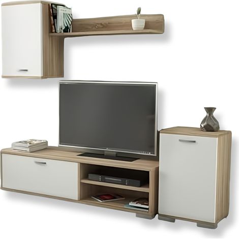 Mobile TV Parete Attrezzata 170x36xH190 cm in Bianco e Rovere (1/2)