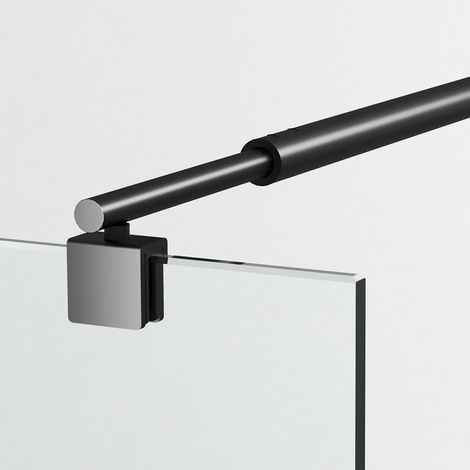 WDWRITTI Stabilisator Haltestange Verstellbar 73-123cm Duschwand Haltestange Stabilisierungsstange für Dusche Stabilisator für Glasdicke 8-10 mm Dusche Duschwand Duschabtrennung, Schwarz (1/5)