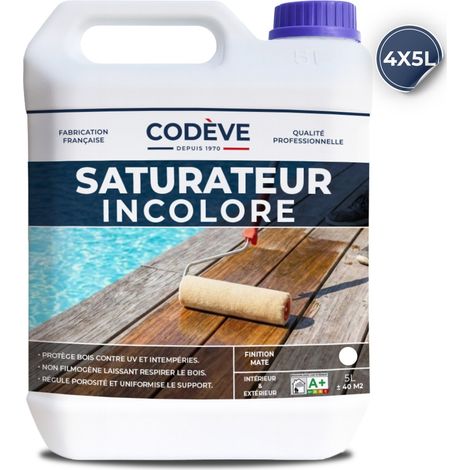 Saturateur Bois Incolore - 4x5 L - Codeve Bois - Incolore Pour Une Protection Durable Ne Masquant Pas Les Veines Du Bois.