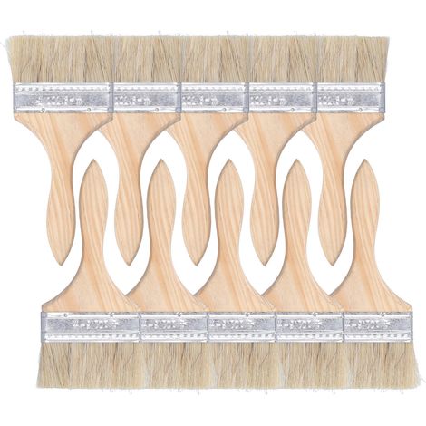 10 Pinceaux à Poils Synthétiques pour Peinture, Manche en Bois et Tête Plate Large pour Art et Nettoyage (1/5)