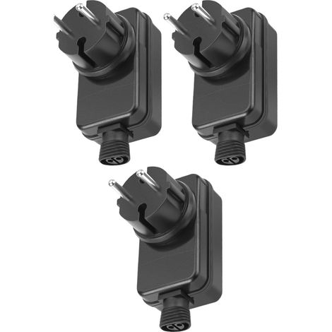Lot de 3 adaptateurs d'alimentation LED 12 V 1 A - Adaptateur LED pour éclairage de jardin - Prise EU étanche IP44 - Pour barre lumineuse, projecteur de jardin (1/5)