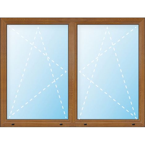 Uw 0,86 FINESTRA PVC, 2 anta a ribalta con montante central, largeur 100 cm, hauteur 100 cm, bianco/golden oak, dimensioni varie (1/5)