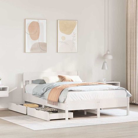Estructura de cama sin colchón madera de pino blanca 120x200 cm (1/5)