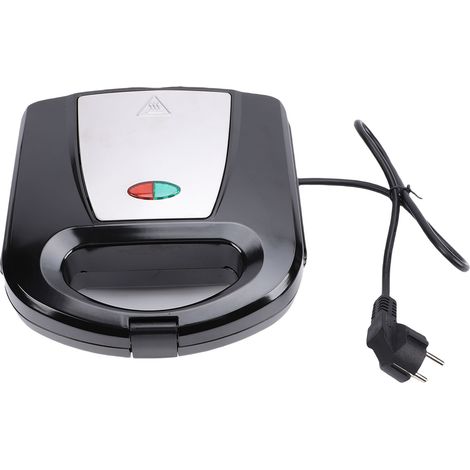 Presse panini électrique noir antiadhésif – Maker compact boîtier inox hamburgers steak sandwiches, cuisine (1/5)