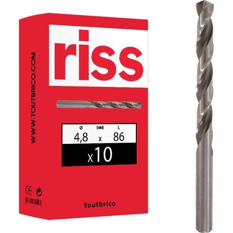 10 forets à métaux HSS taillés meulés TECN'X Ø4,8mm - Riss (1/2)