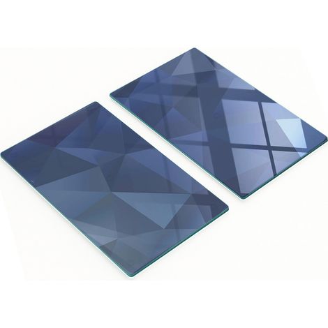 Juego de dos tablas de cocina de cristal azul 2x30x52 cm (1/5)