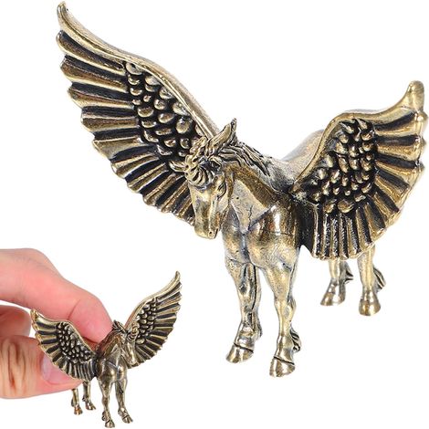 Figurine Décorative en Laiton Vintage de Mini Cheval Ailé Doré, Sculpture Résistante à l'usure pour Décorer Bureaux et Salons avec Élégance Artistique (1/5)