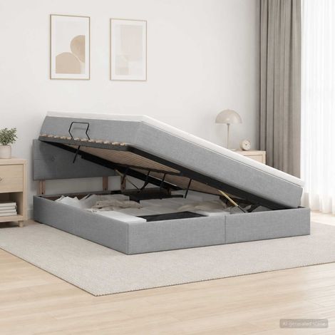 Cama con almacenamiento y colchón Gris Claro 140 x 200 cm (1/5)