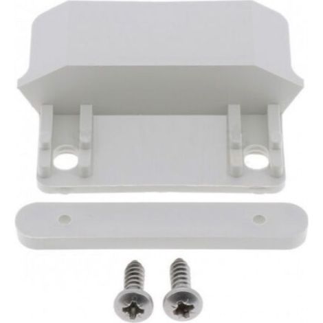 Butée centrale en PVC blanc pour jalousie ou persienne – Fixation haute ou basse – Contreplaque et vis fournies – Entraxe 40mm (1/3)