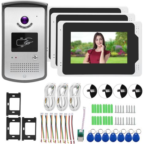 7in TFT 3 écrans sonnette vidéo 1080P interphone porte vision nocturne surveillance à distance système d'entrée 100-240V prise AU (1/5)