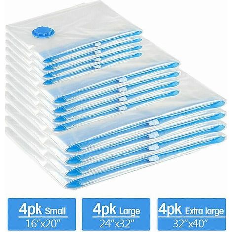 Sacs de rangement sous vide épais et transparents (lot de 12) - Parfaits-AquaForge (1/5)